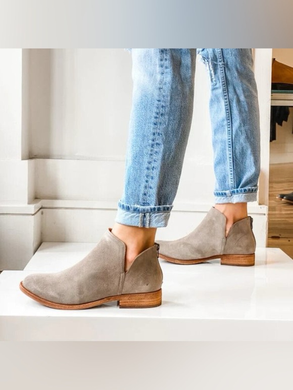 Korks-Ease renny booties leather suede taupe 7